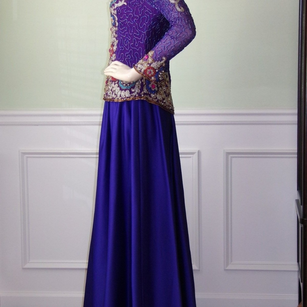 Skirt And Top Maxi Silk Dress cocktail beaded - Picture 5 of 7